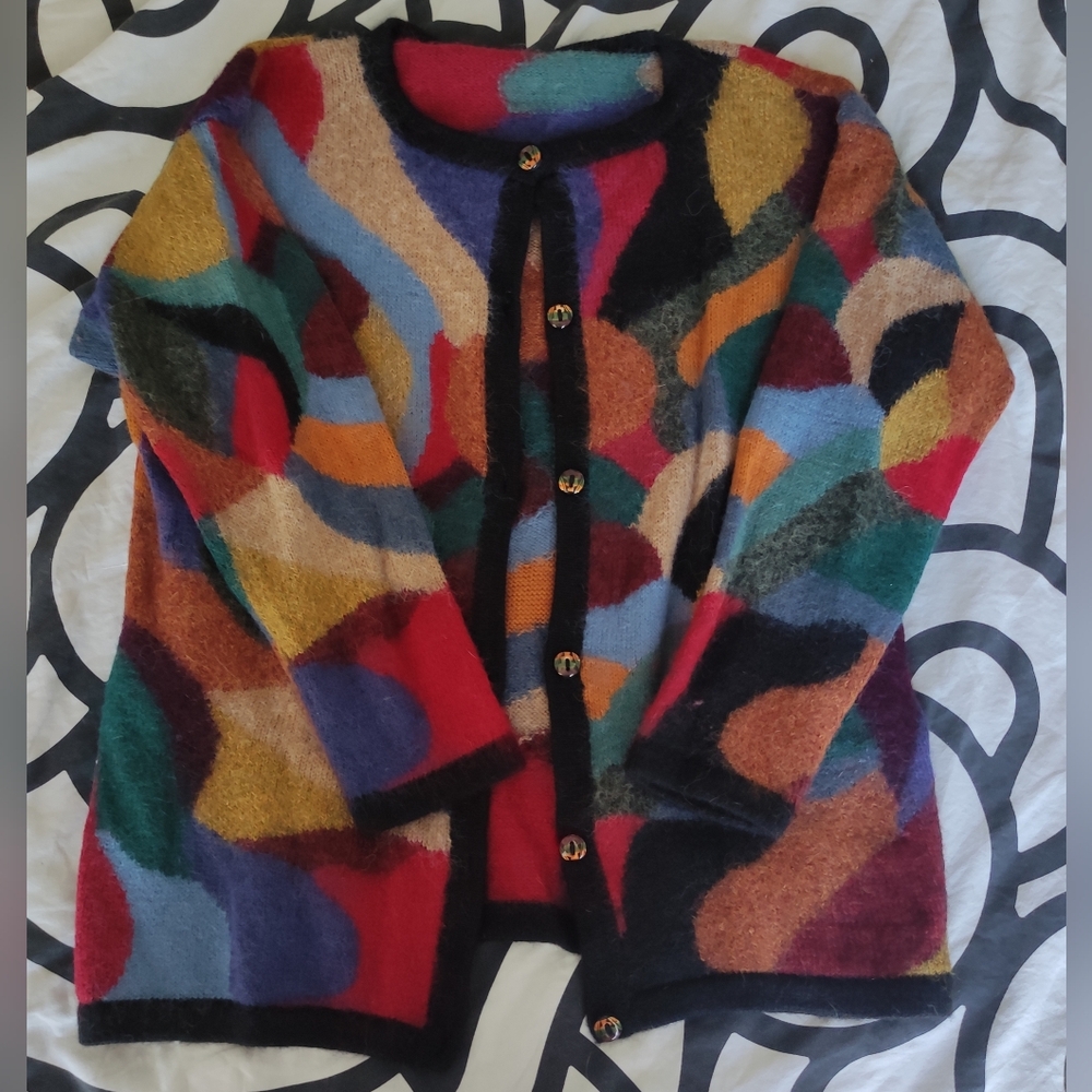 Vintage Mohair Abstract Pattern Women's Sweater